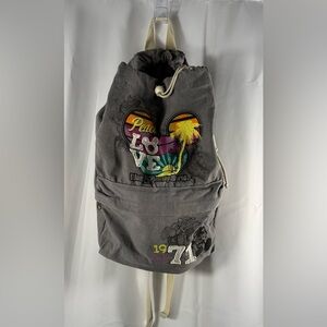 Disney Parks Walt Disney World Love 1971 Large Gray Canvas Cinch Top Backpack